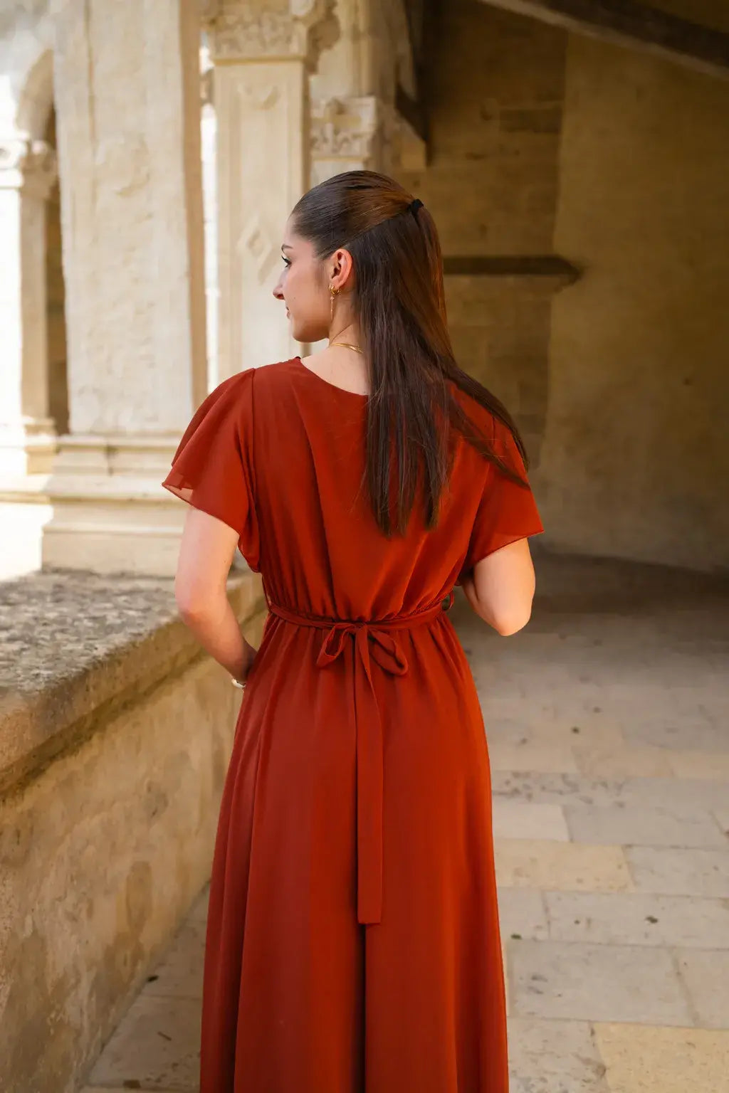 Robe Mila longue terracotta