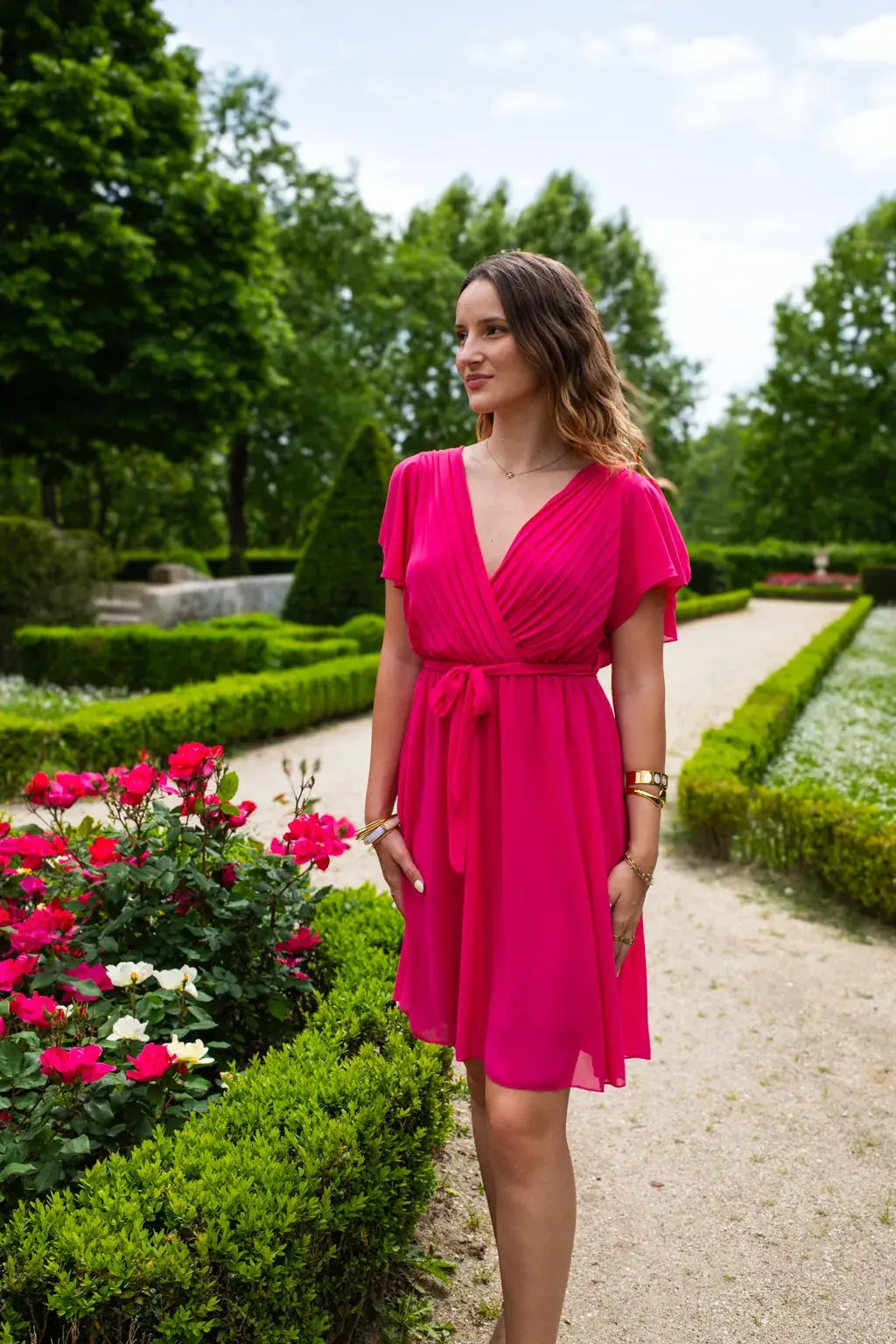 Robe Mila courte fuchsia