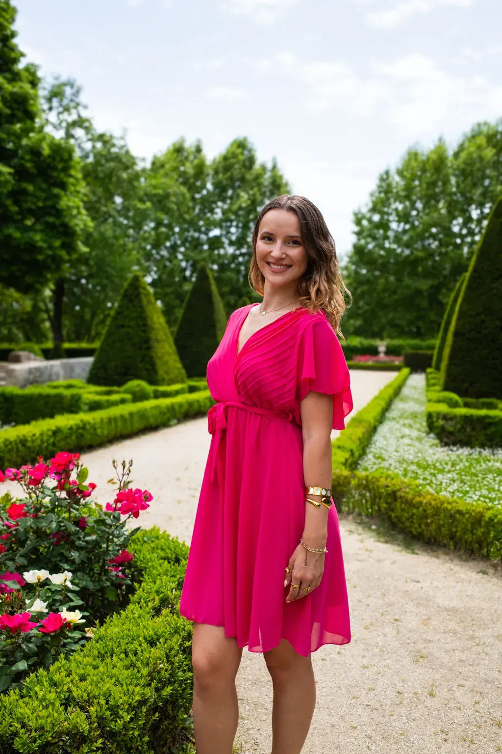 Robe Mila courte fuchsia