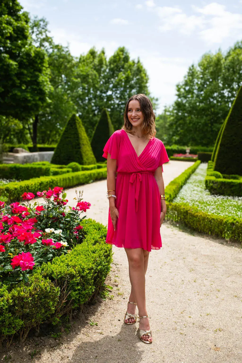 Robe Mila courte fuchsia