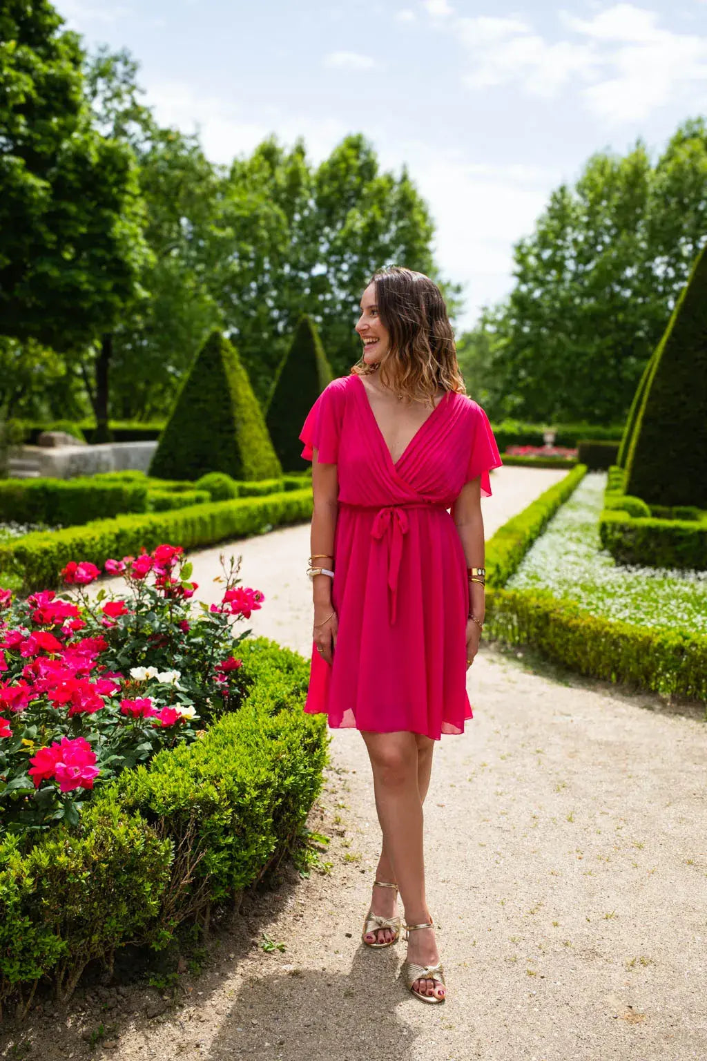 Robe Mila courte fuchsia
