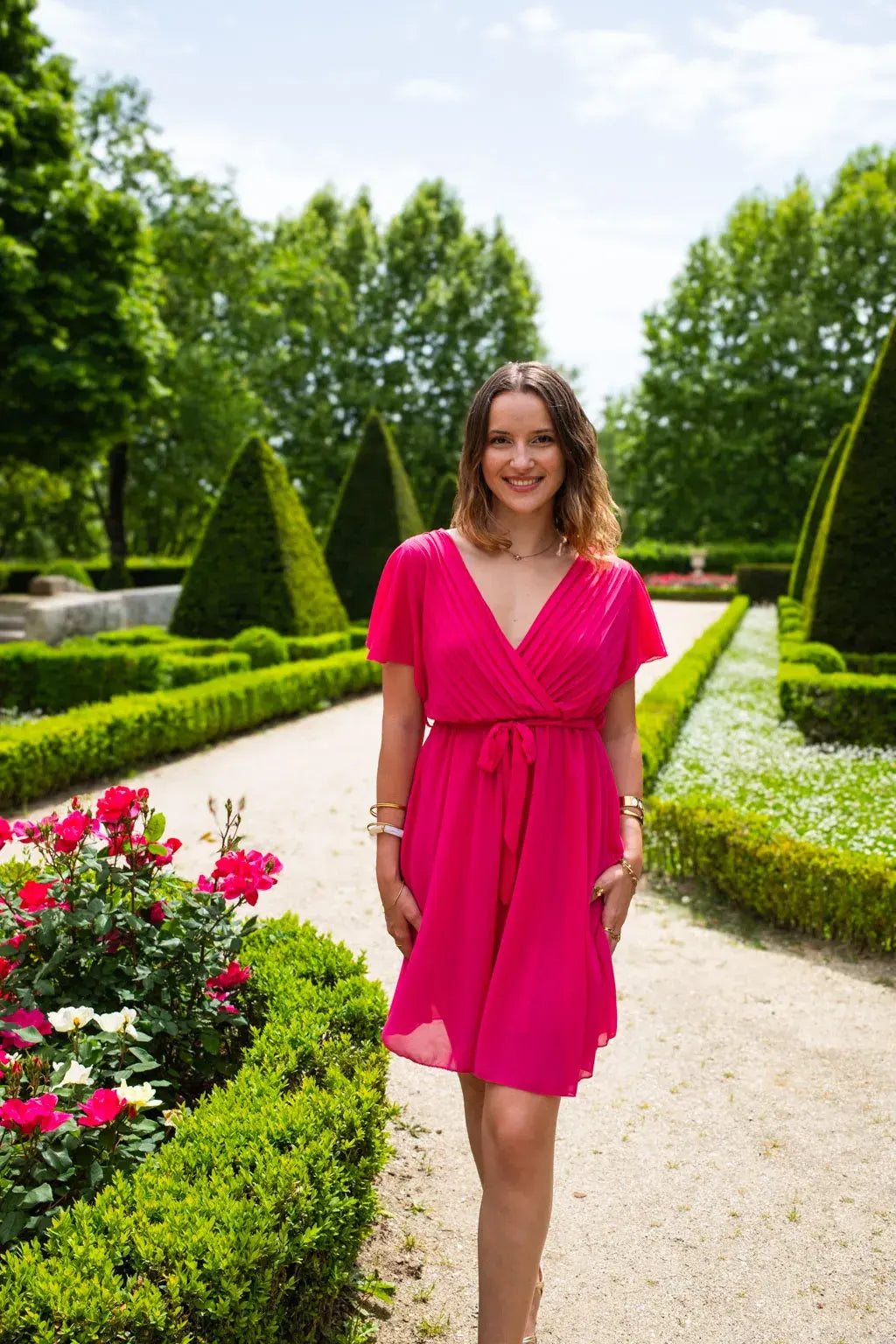 Robe Mila courte fuchsia