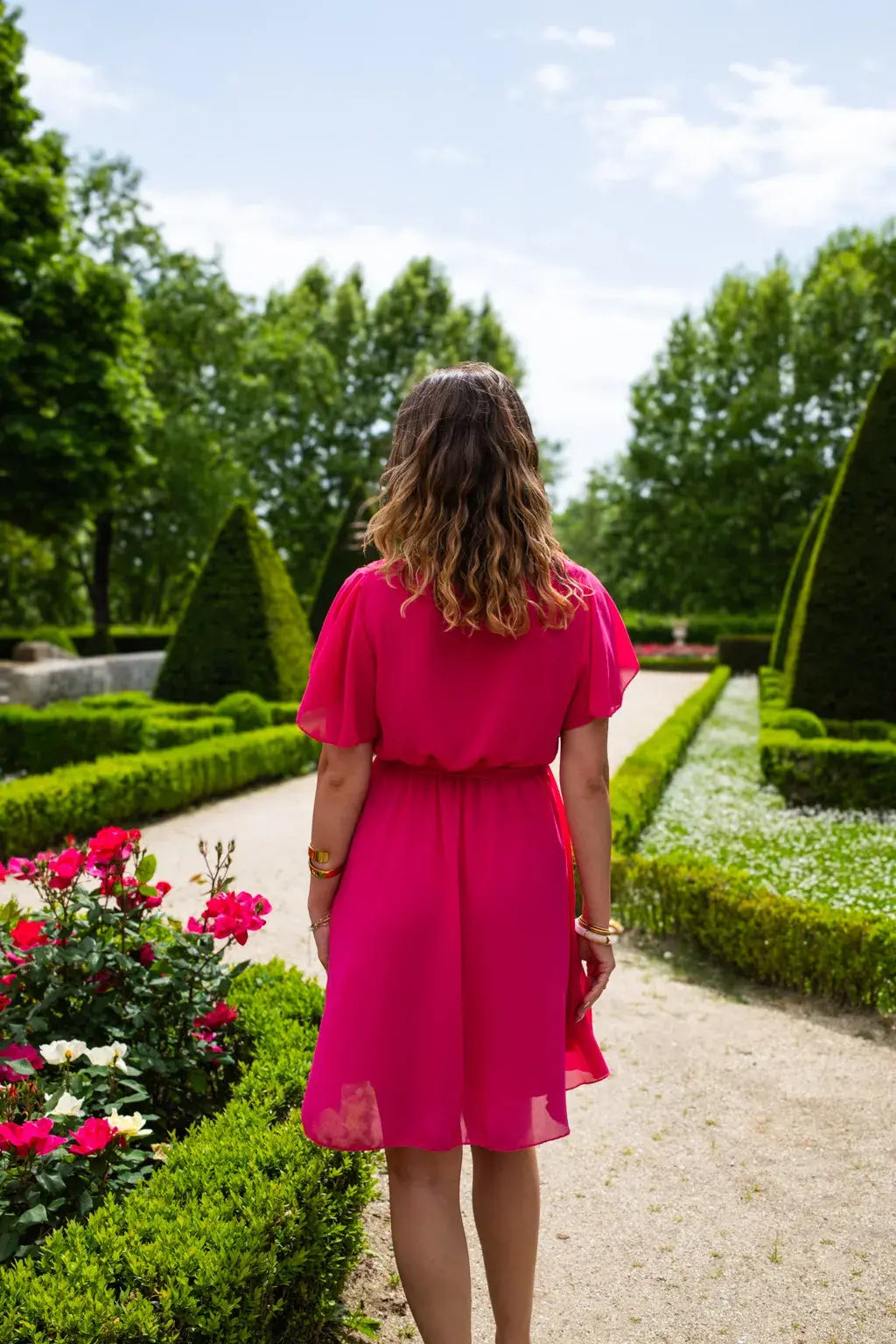 Robe Mila courte fuchsia