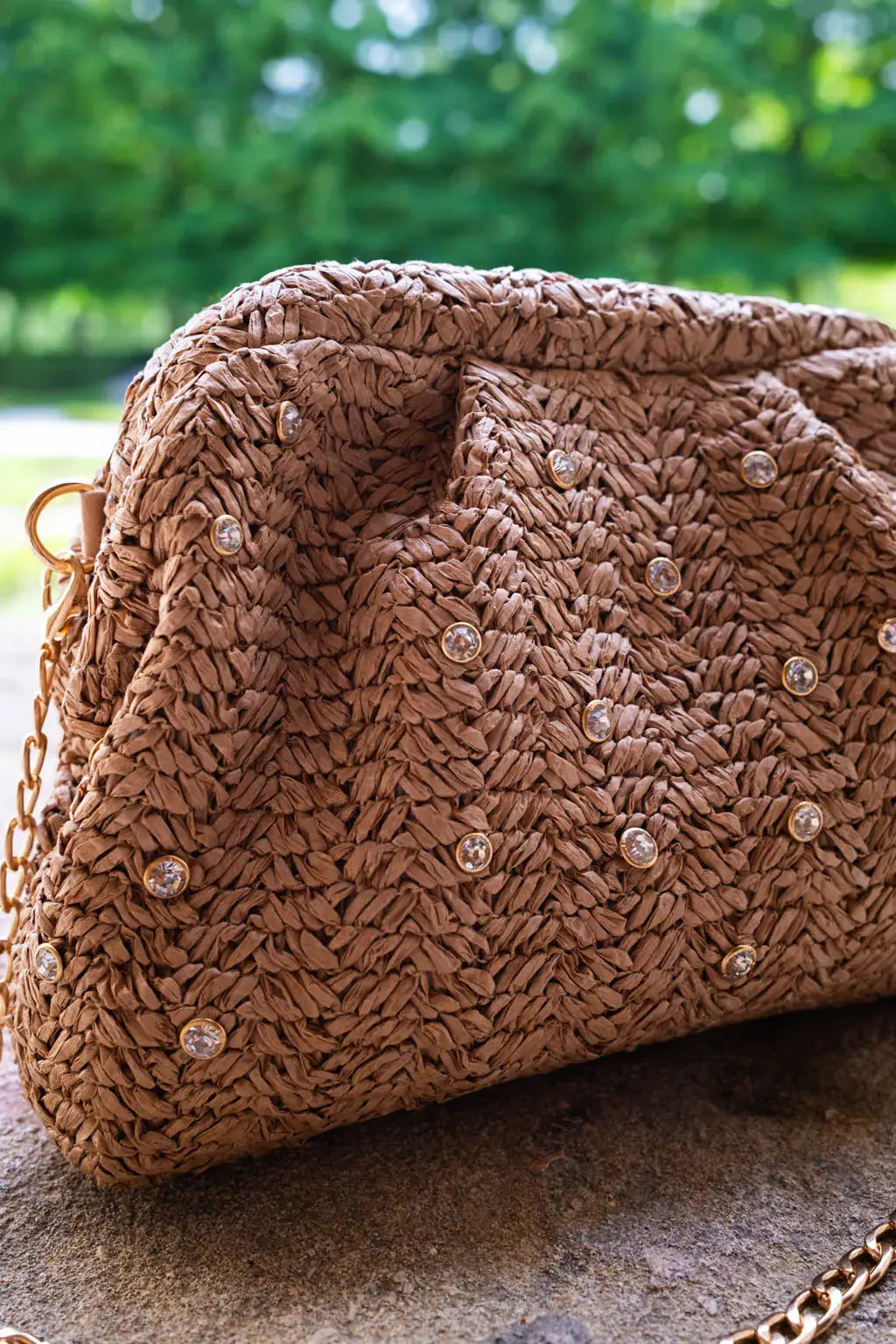 Pochette en fibre naturelle camel