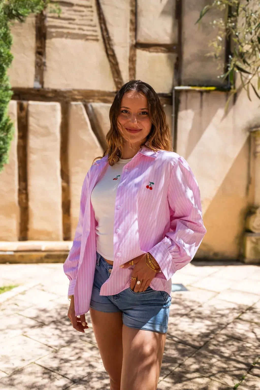 Ensemble Chemise & top Pacha rose