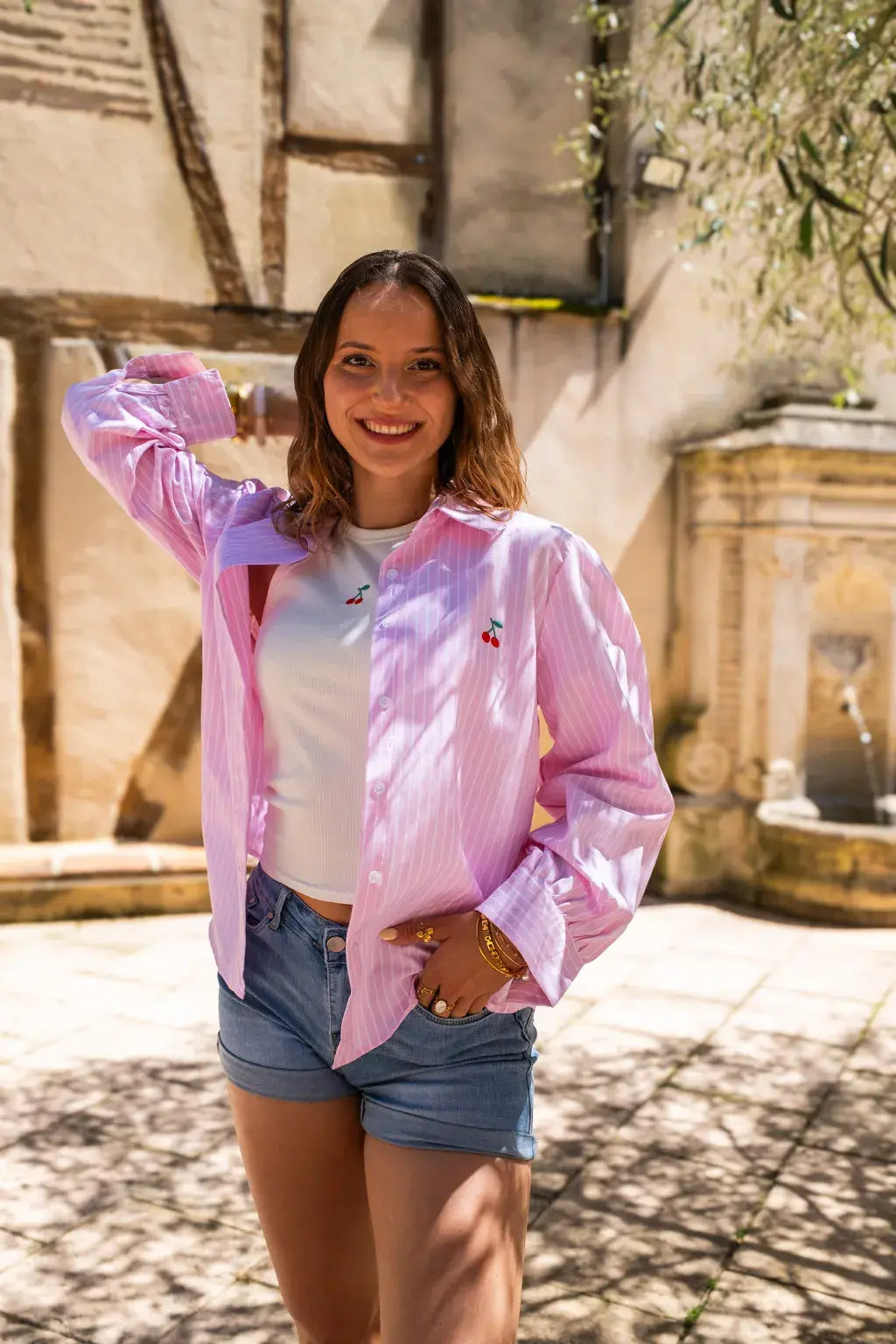 Ensemble Chemise & top Pacha rose