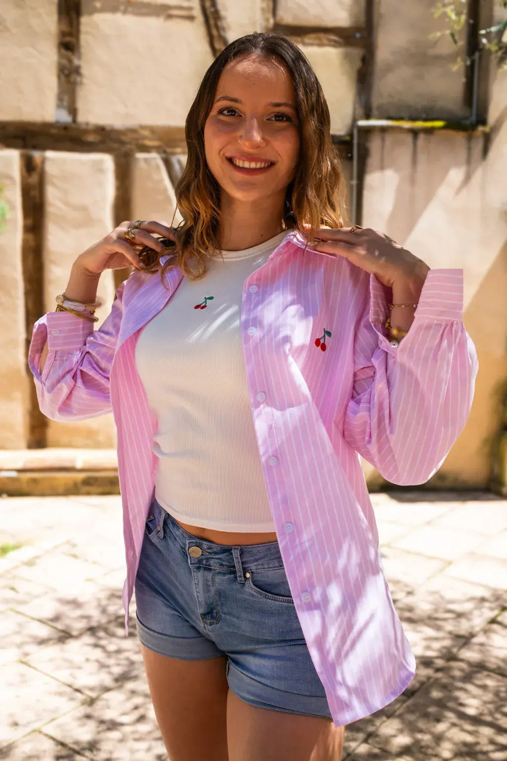 Ensemble Chemise & top Pacha rose