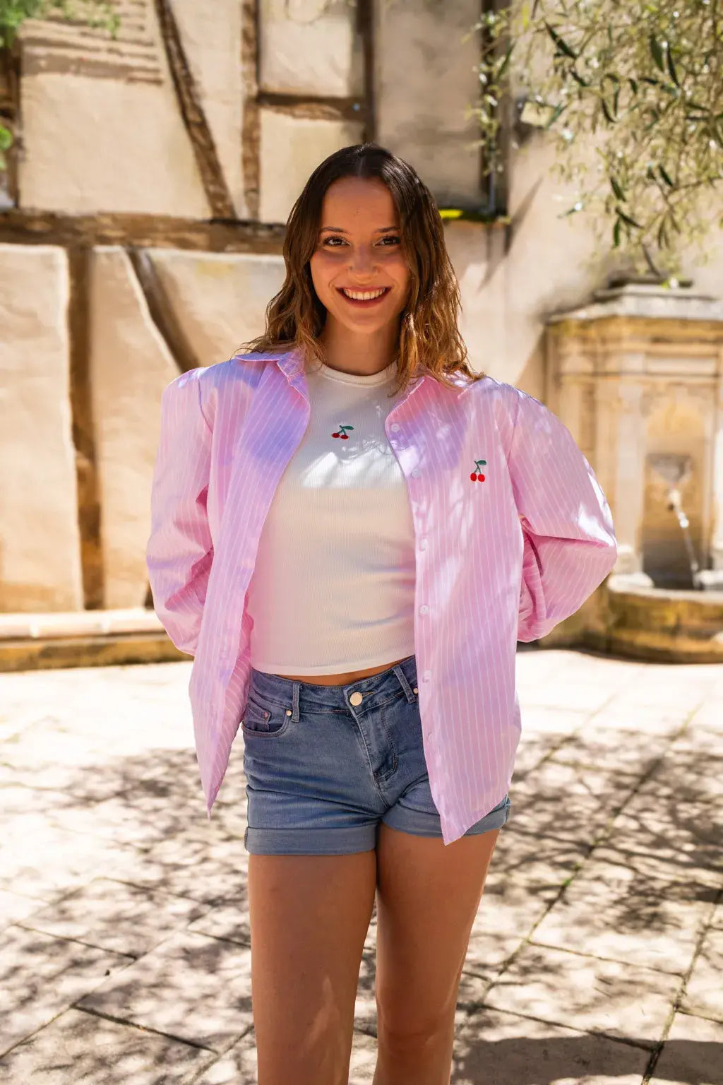 Ensemble Chemise & top Pacha rose