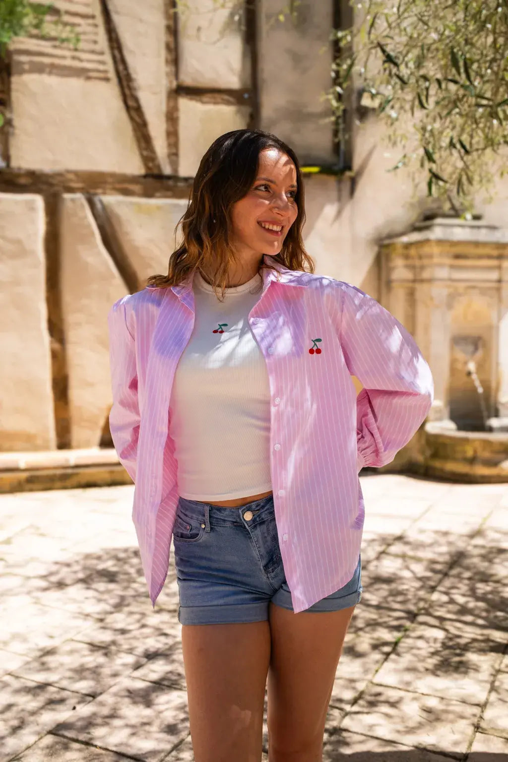Ensemble Chemise & top Pacha rose