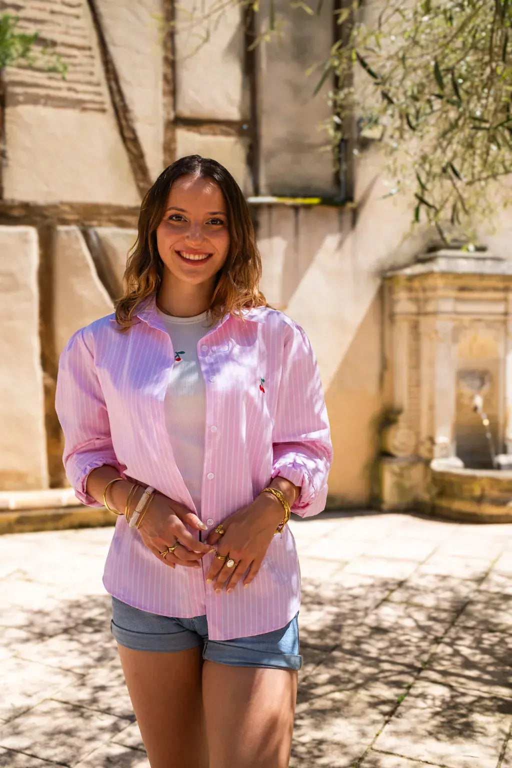 Ensemble Chemise & top Pacha rose
