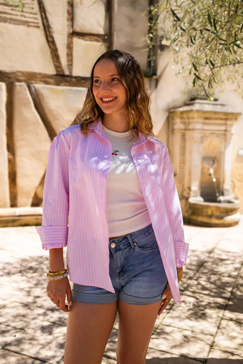 Ensemble Chemise & top Pacha rose