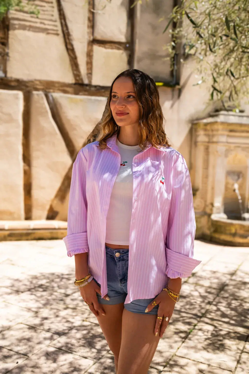 Ensemble Chemise & top Pacha rose