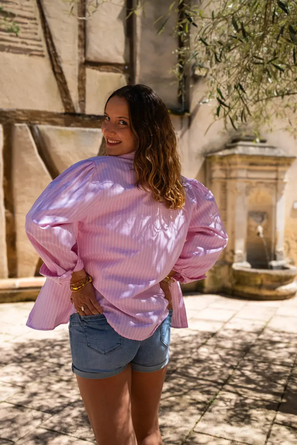 Ensemble Chemise & top Pacha rose