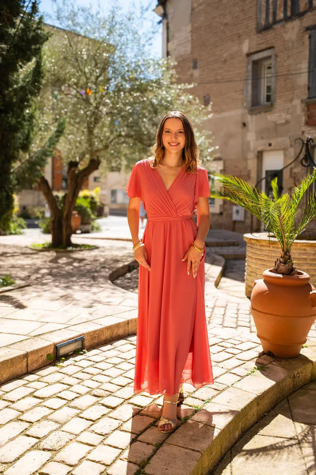 Robe Mila longue vieux rose clair
