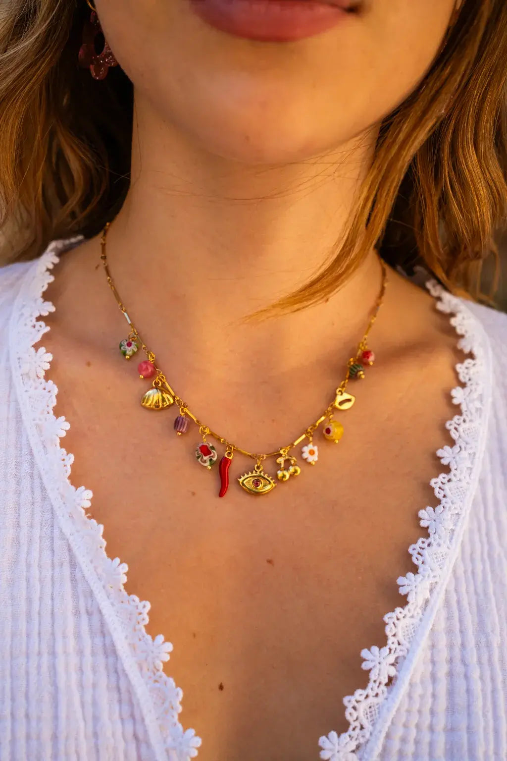 Collier pampilles colorées