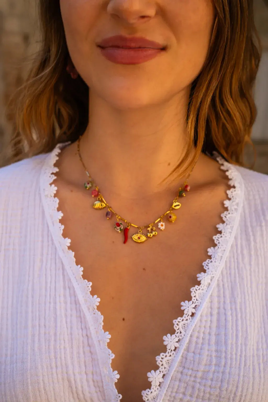 Collier pampilles colorées