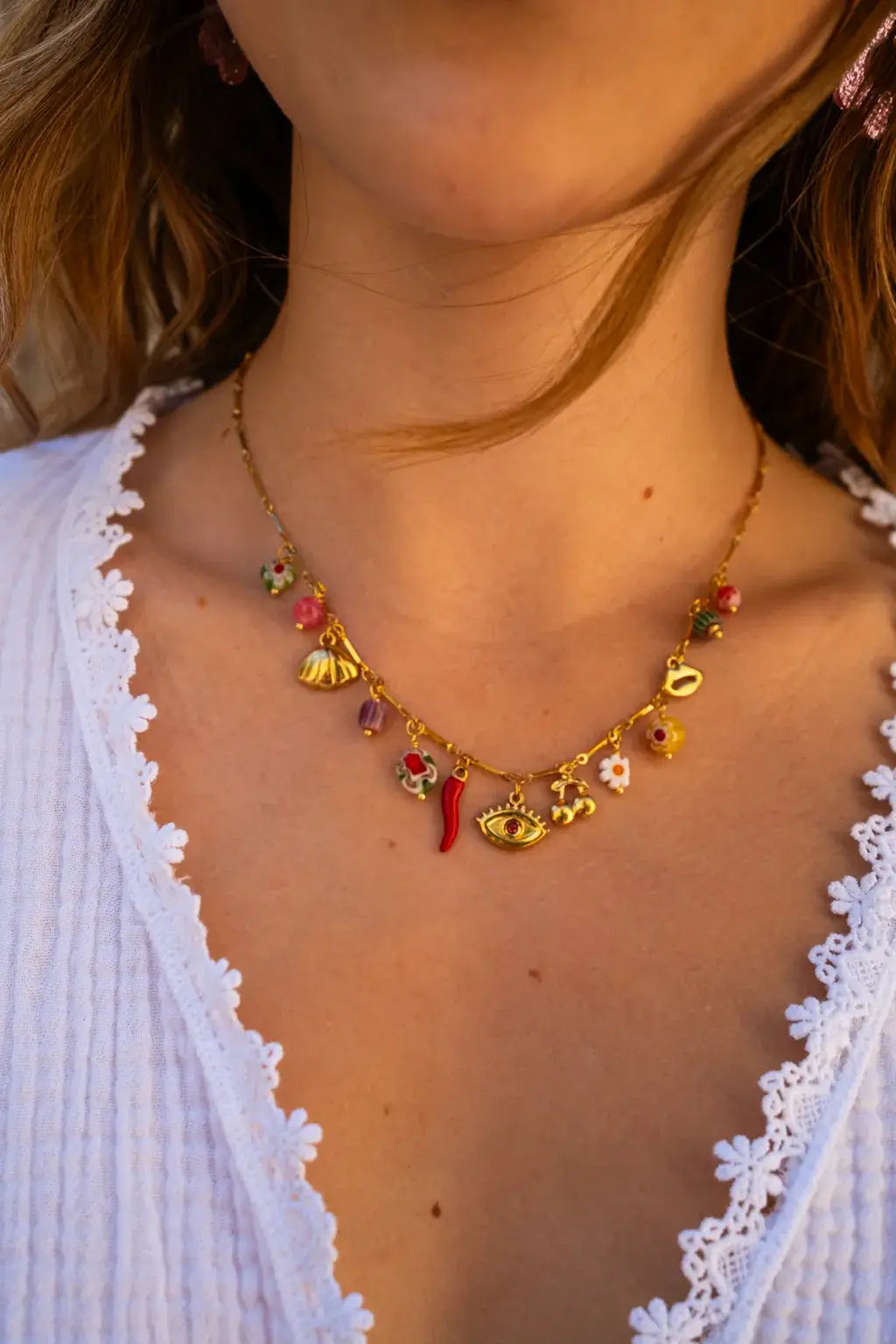 Collier pampilles colorées