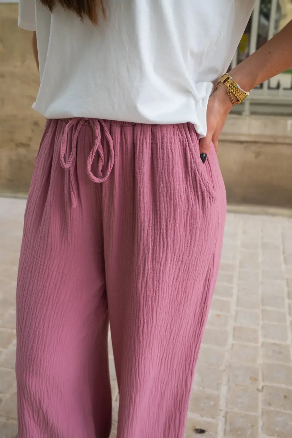 Pantalon Pola vieux rose