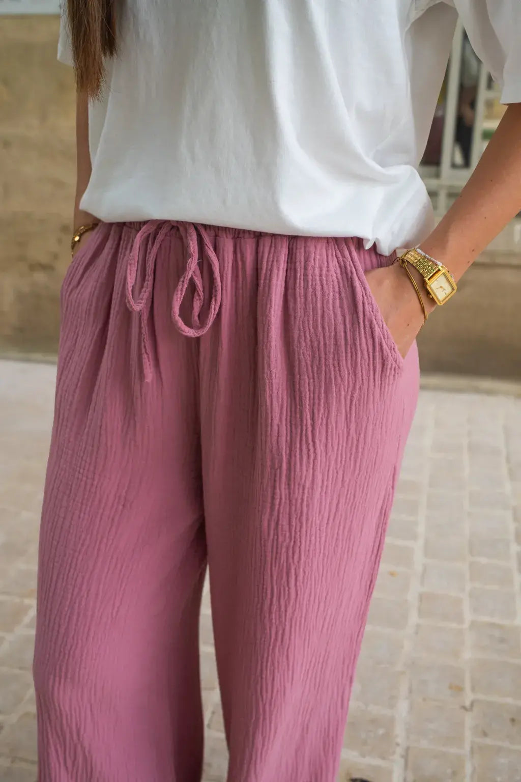 Pantalon Pola vieux rose
