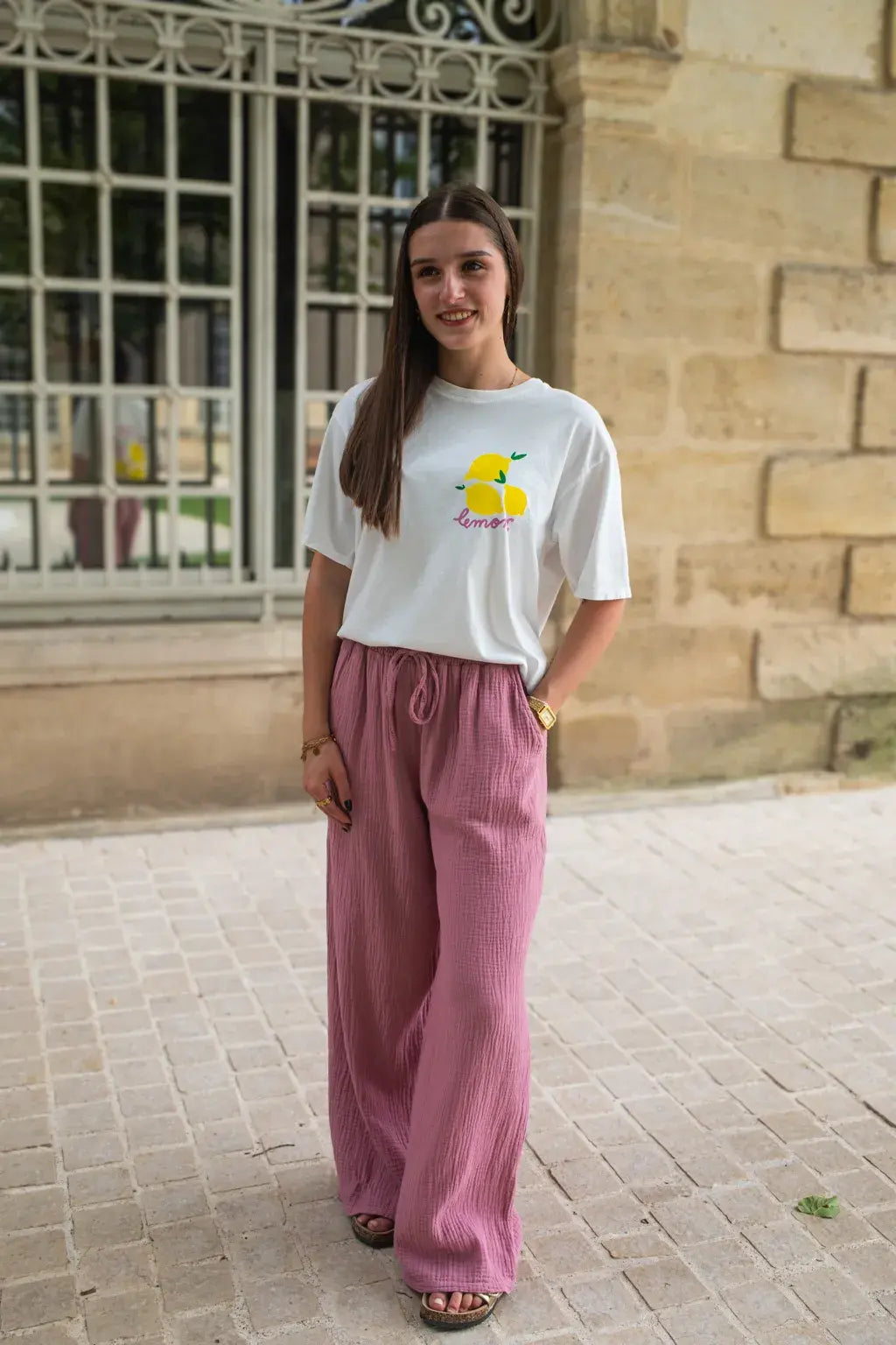 Pantalon Pola vieux rose