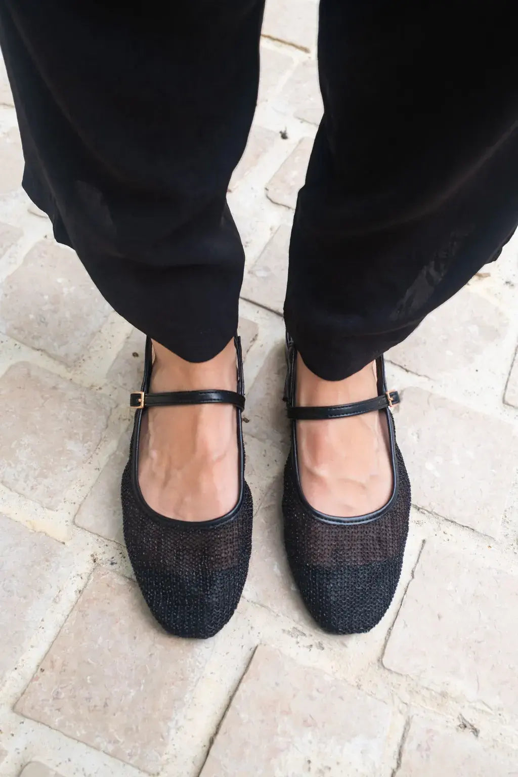 Ballerines slingback résille noire