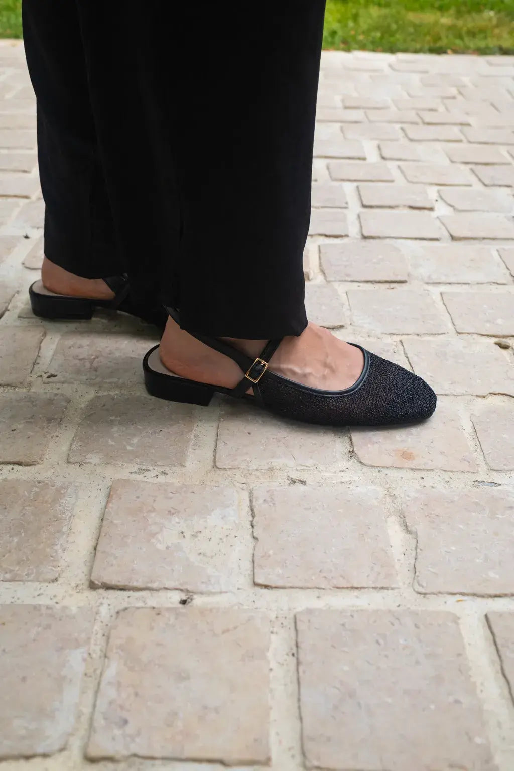 Ballerines slingback résille noire
