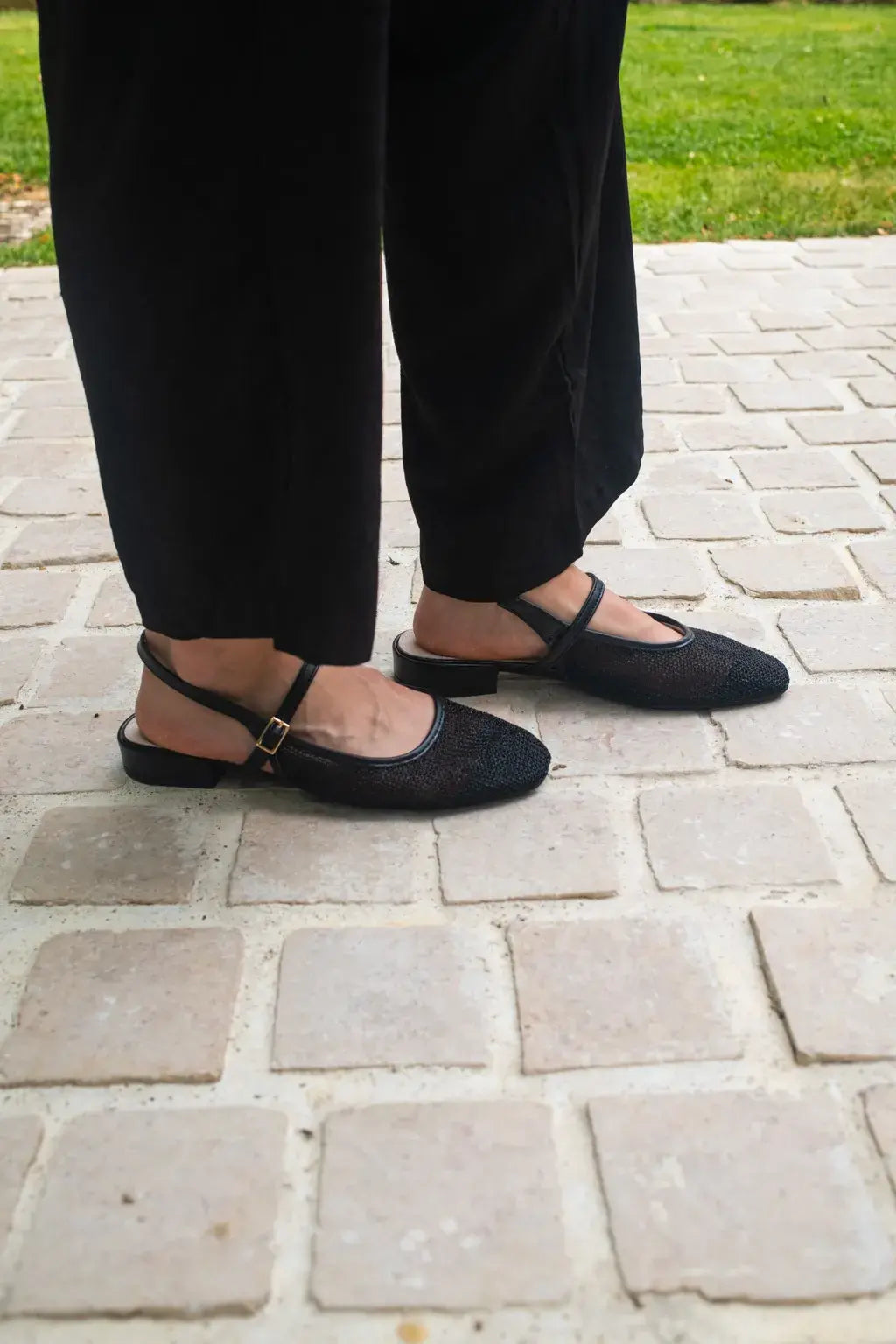 Ballerines slingback résille noire