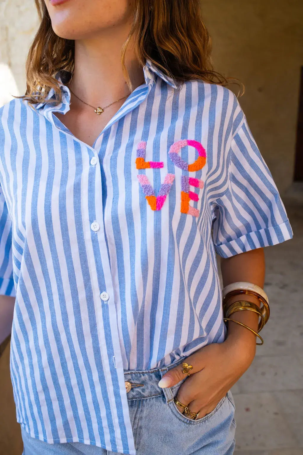 Chemise Love bleu