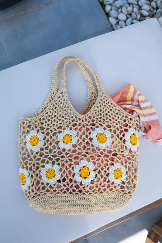 Sac cabas en crochet marguerite