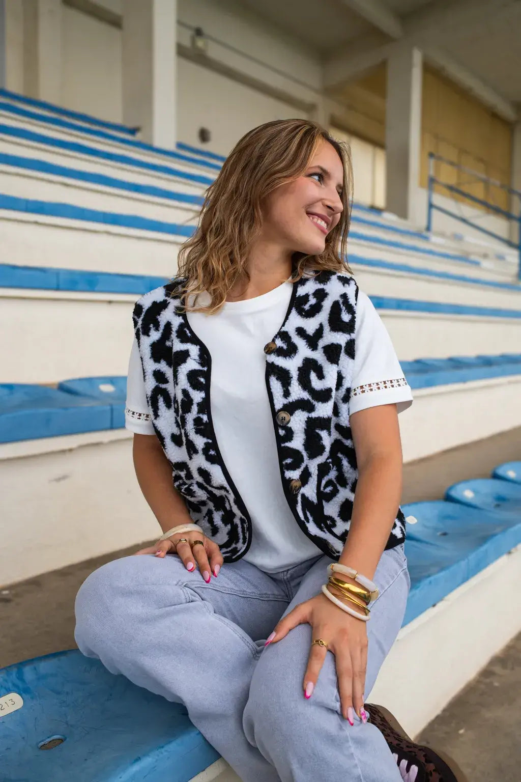 Gilet moumoute Molly léopard