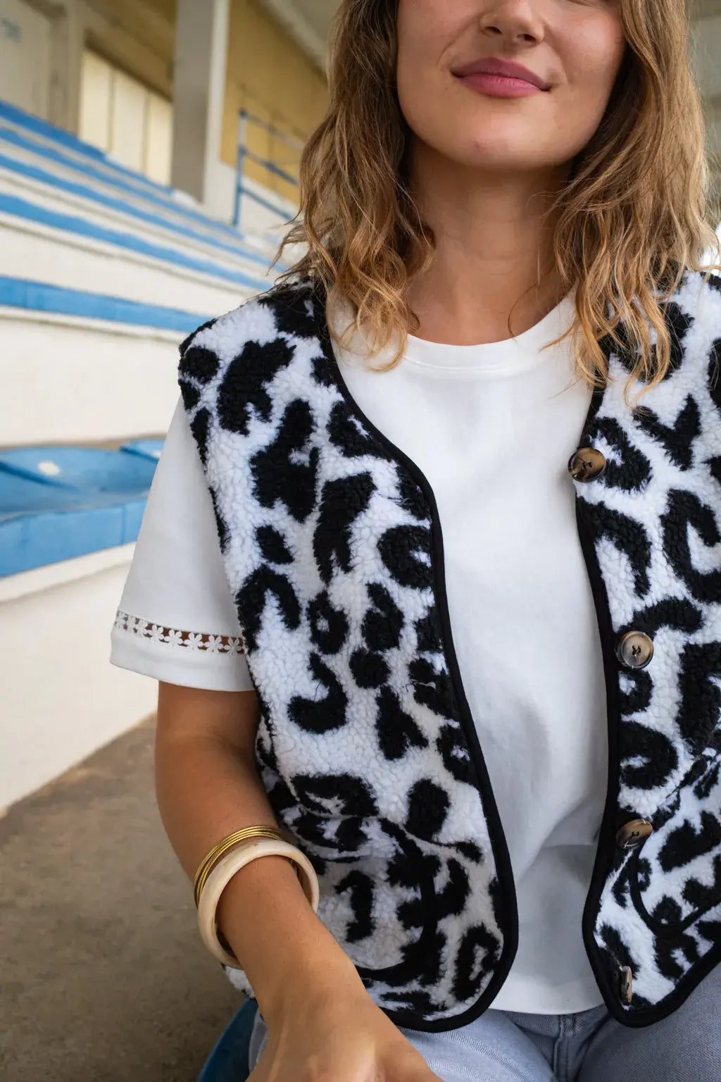 Gilet moumoute Molly léopard