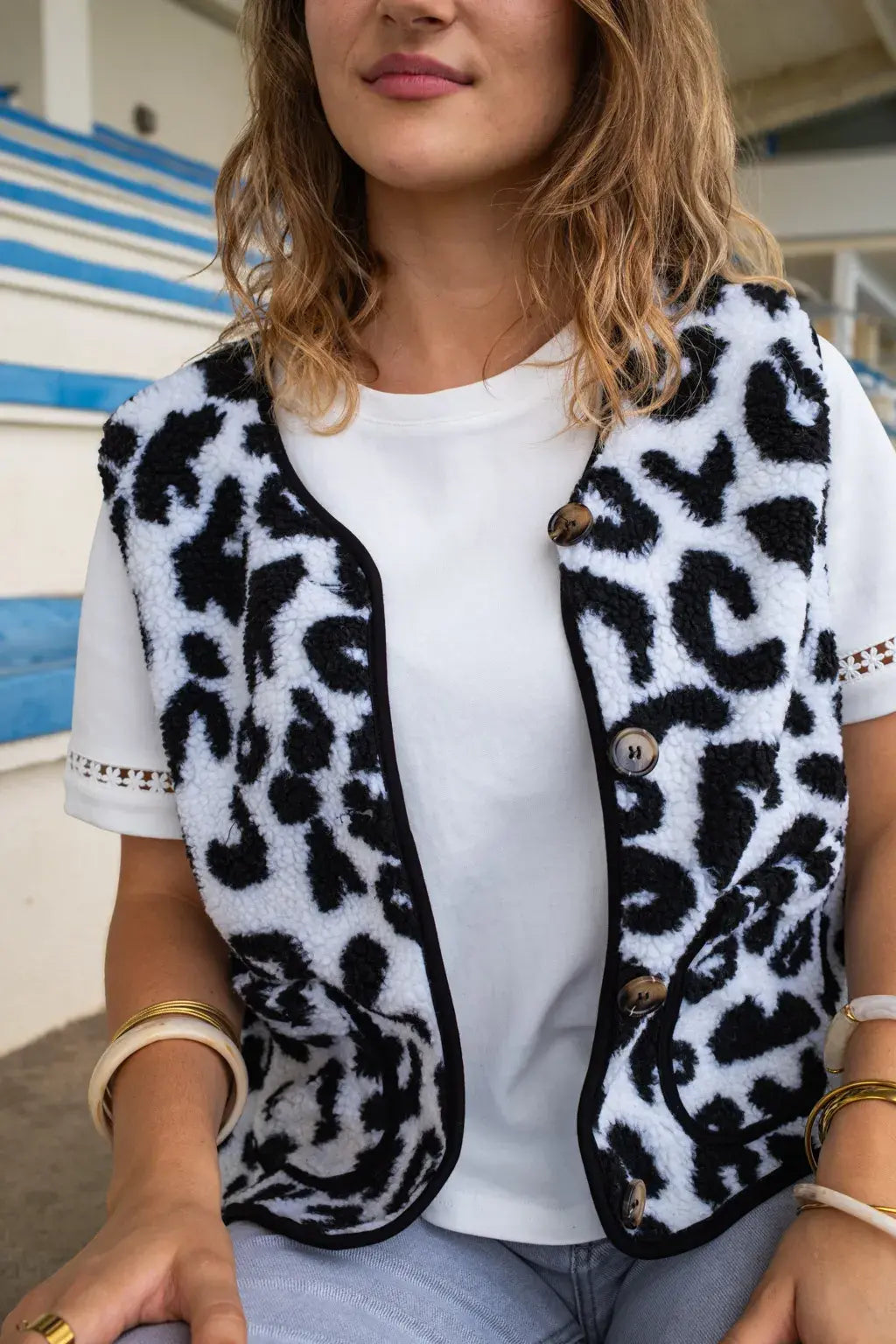 Gilet moumoute Molly léopard