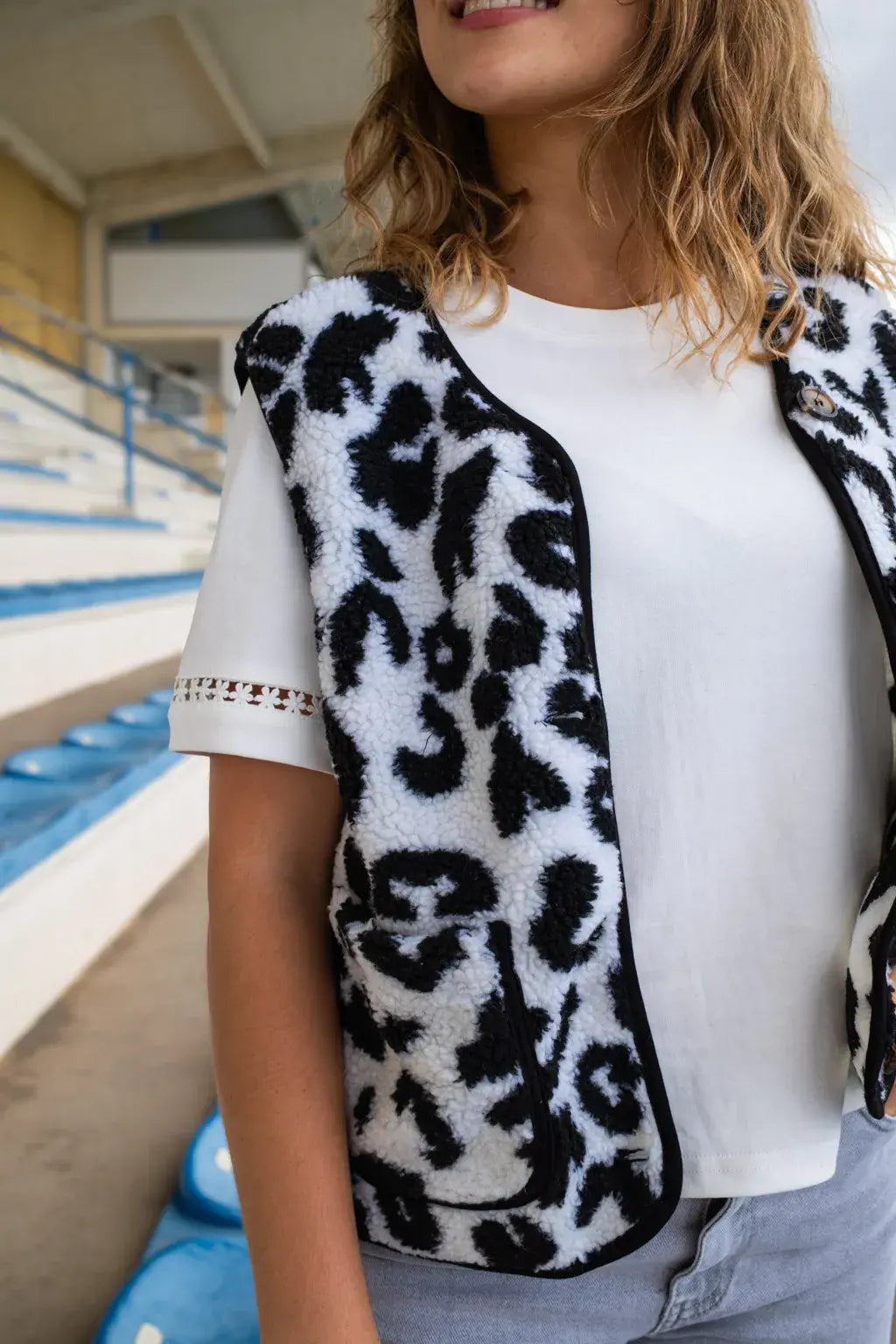 Gilet moumoute Molly léopard