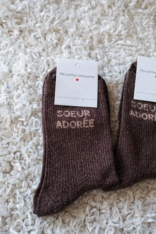 Chaussettes Sœur adorée marron
