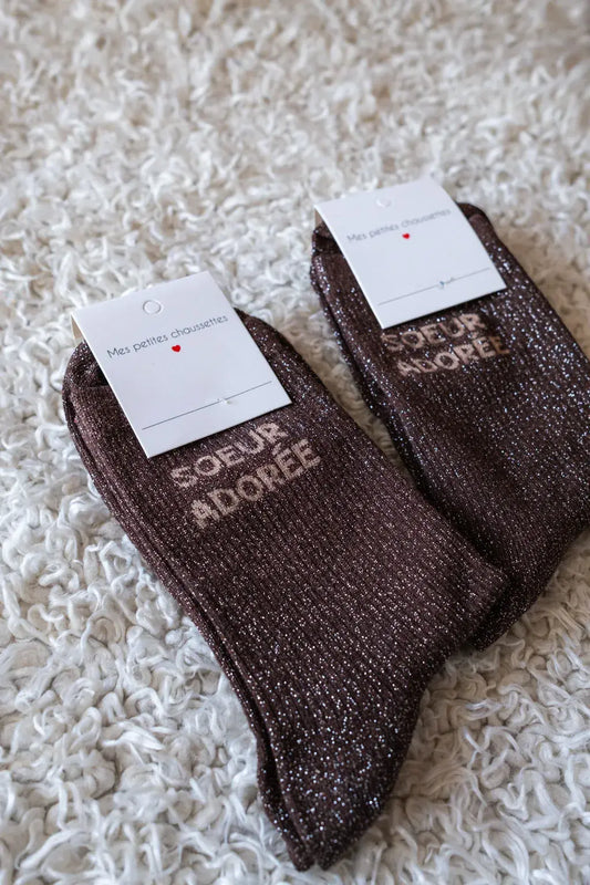 Chaussettes Sœur adorée marron