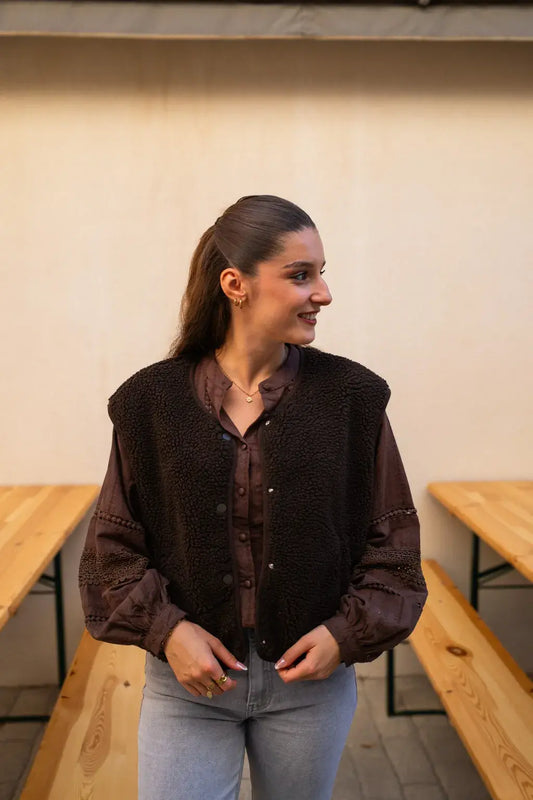 Gilet moumoute Elise chocolat