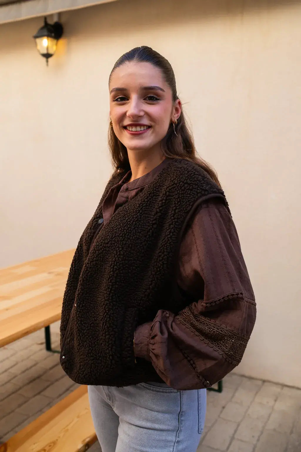 Gilet moumoute Elise chocolat