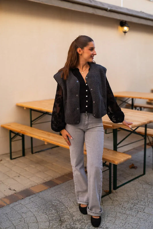 Gilet moumoute Elise gris