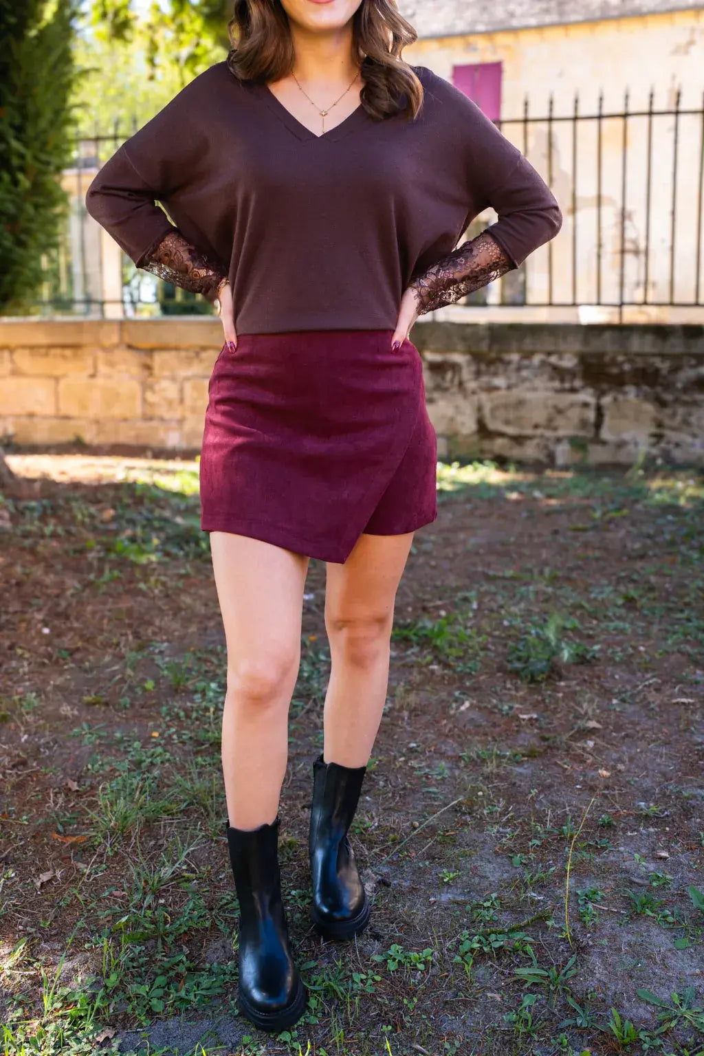 Jupe-short Diaz bordeaux