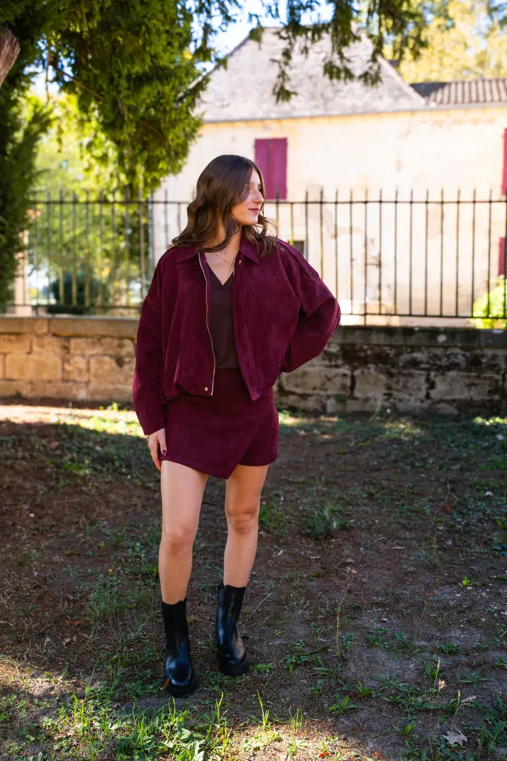 Jupe-short Diaz bordeaux