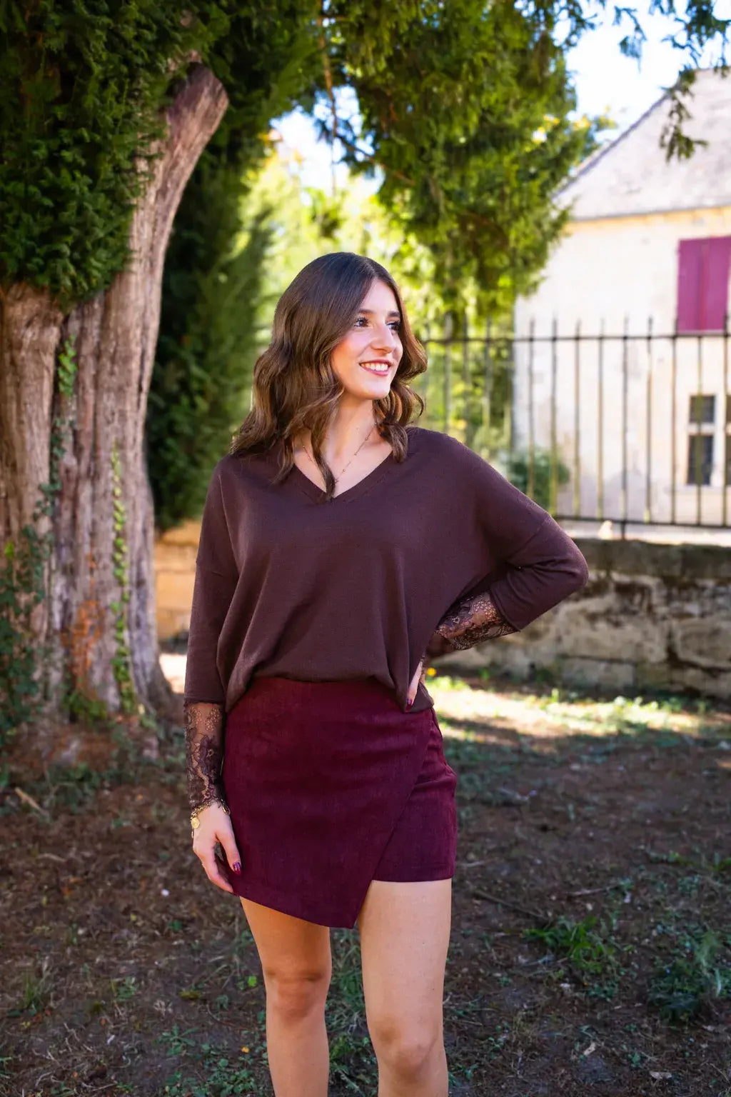 Jupe-short Diaz bordeaux