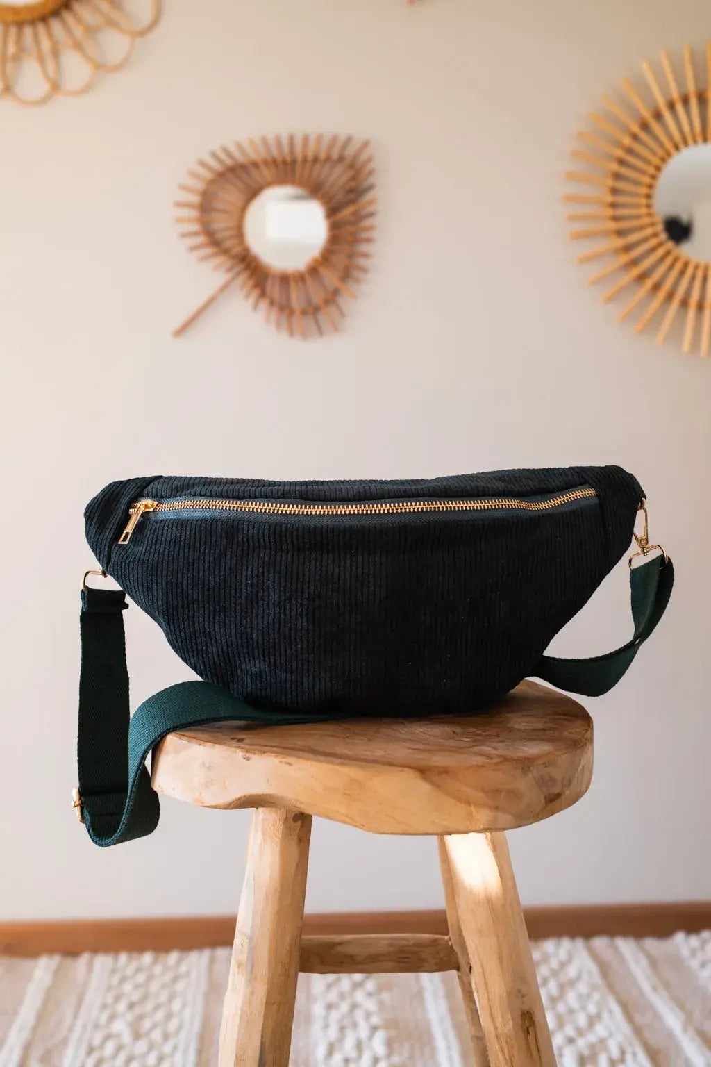 Sac banane en velours côtelé - Masha vert sapin