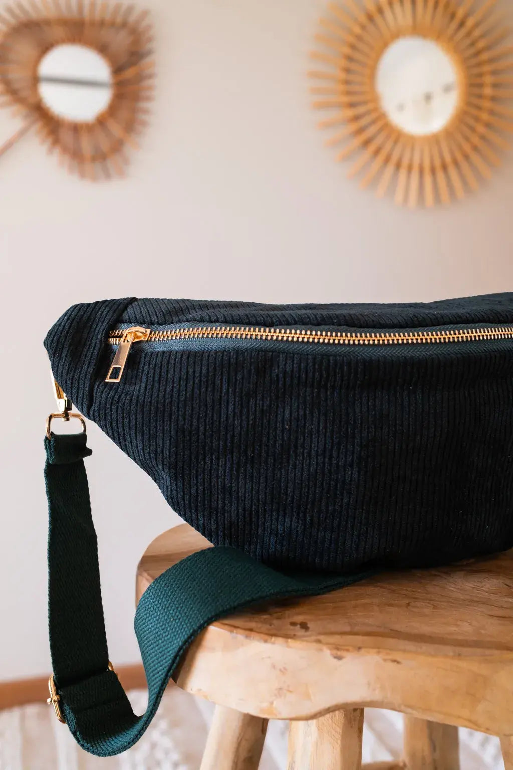 Sac banane en velours côtelé - Masha vert sapin