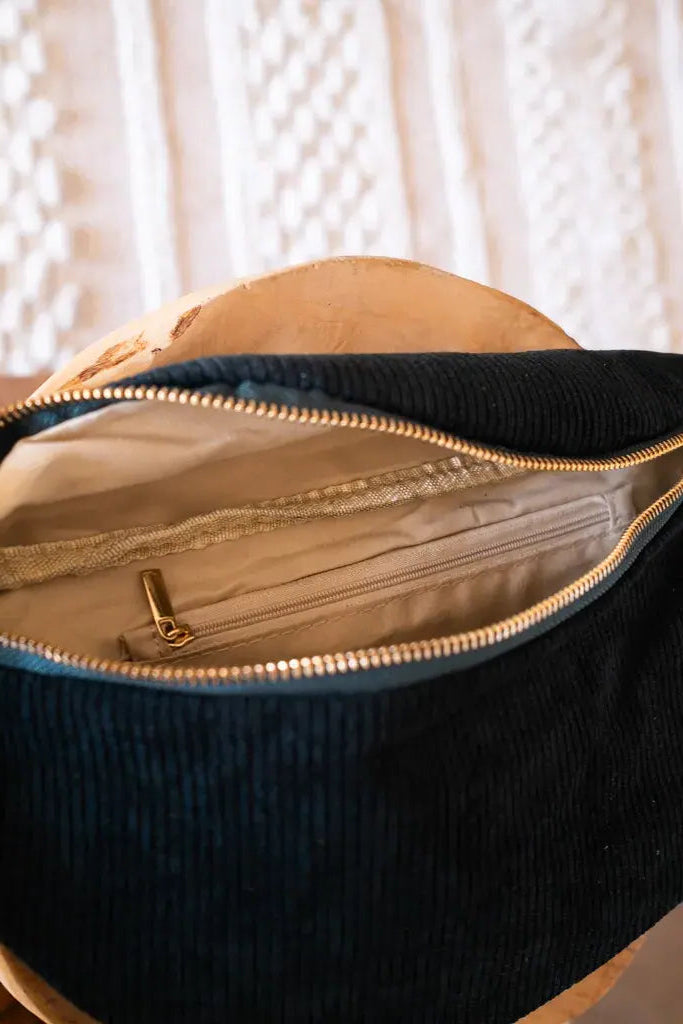 Sac banane en velours côtelé - Masha vert sapin