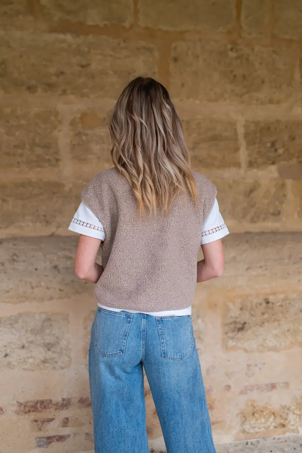 Gilet moumoute Elise taupe