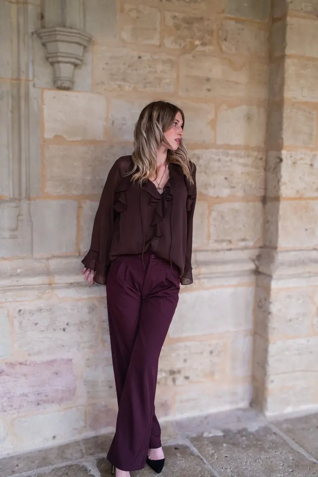 Pantalon Maria bordeaux