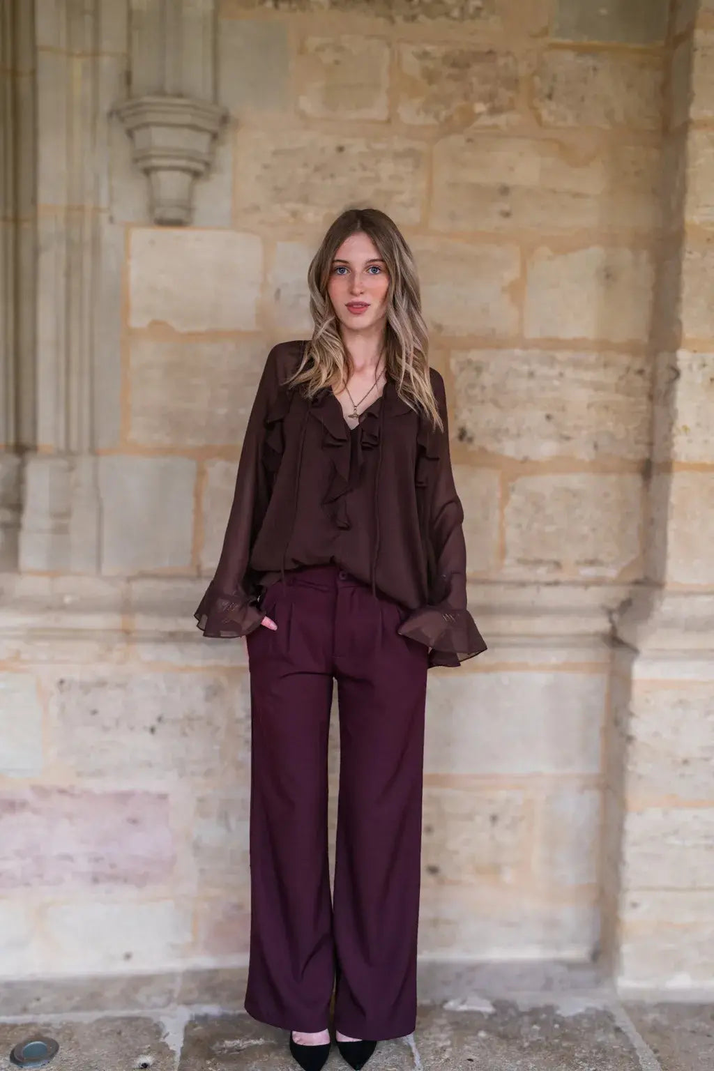 Pantalon Maria bordeaux