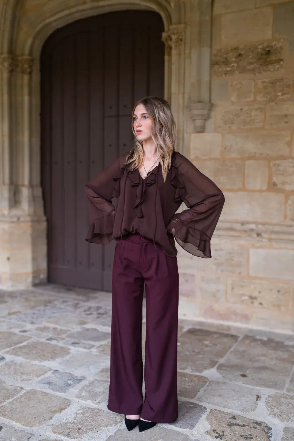 Pantalon Maria bordeaux