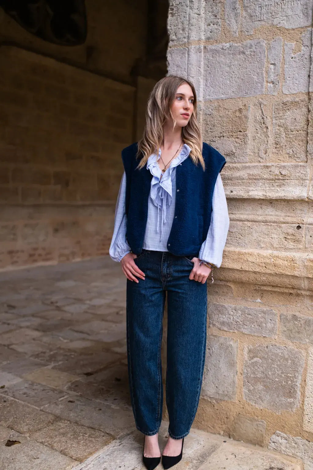 Gilet moumoute Elise marine