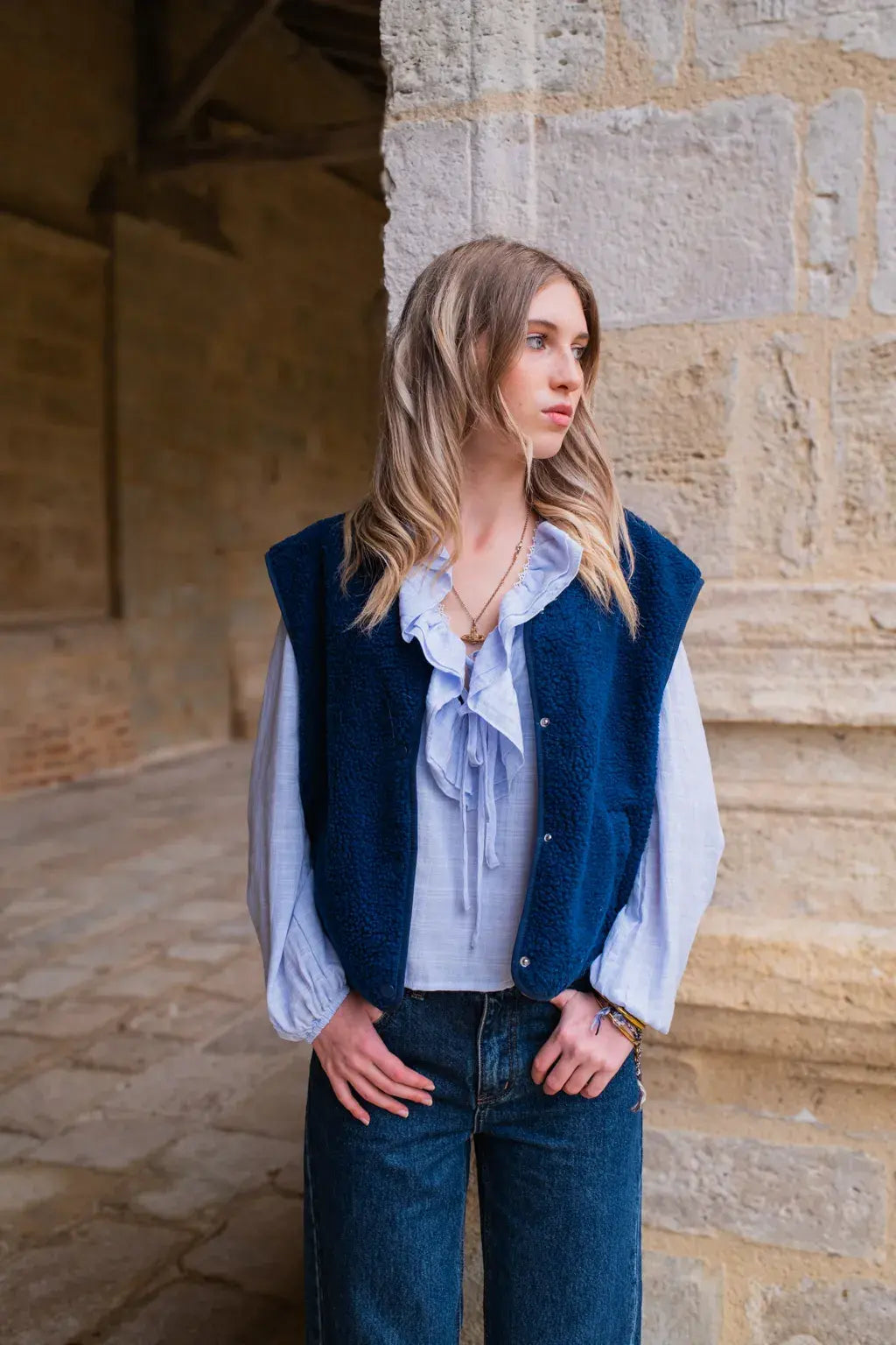 Gilet moumoute Elise marine